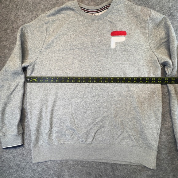 Fila Mens Crewneck Sweatshirt Heather Grey Embroidered Logo XL Pullover - Picture 5 of 9